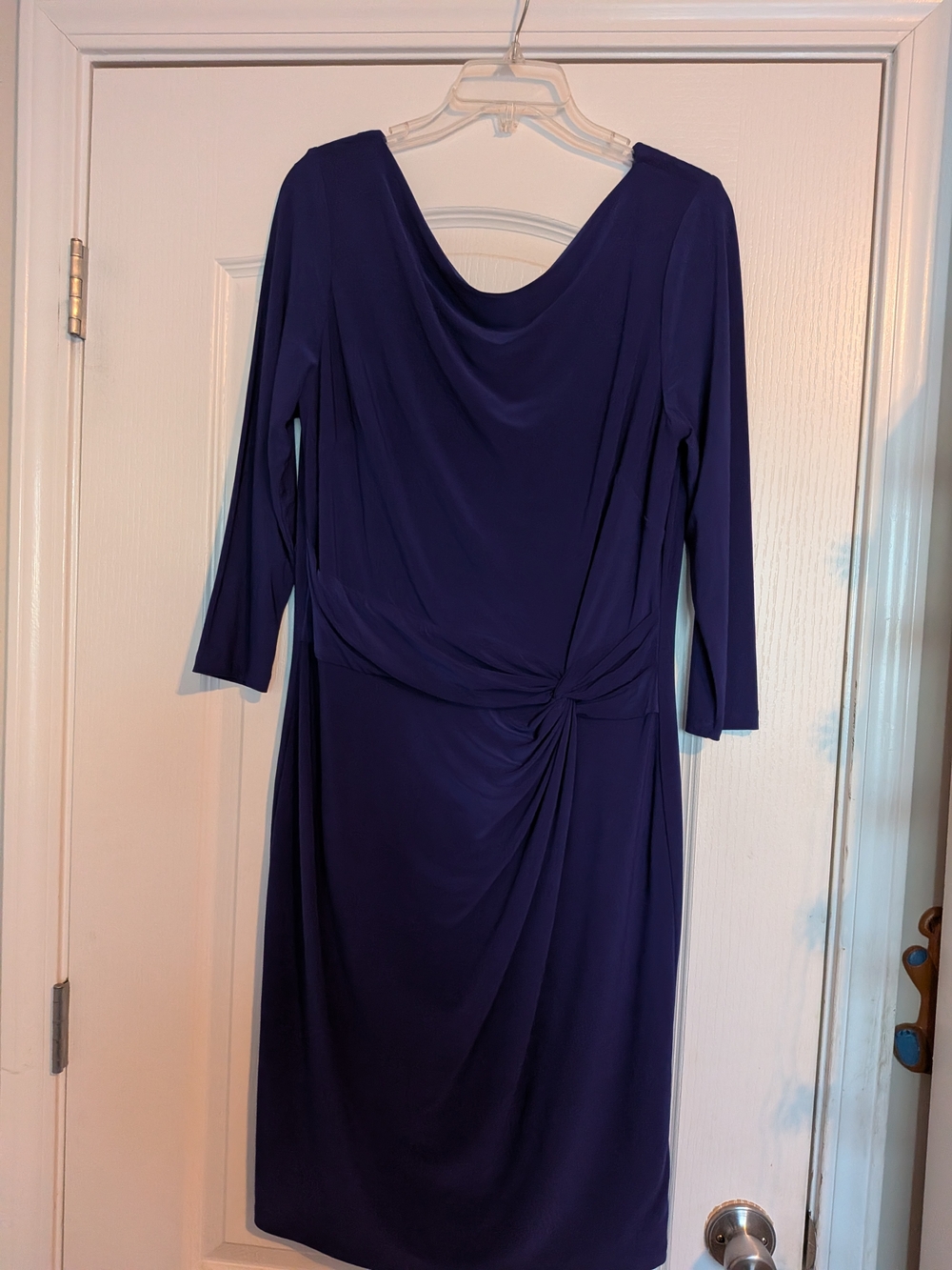 Ralph Lauren Deep Purple Long-Sleeve Draped Knot Dress